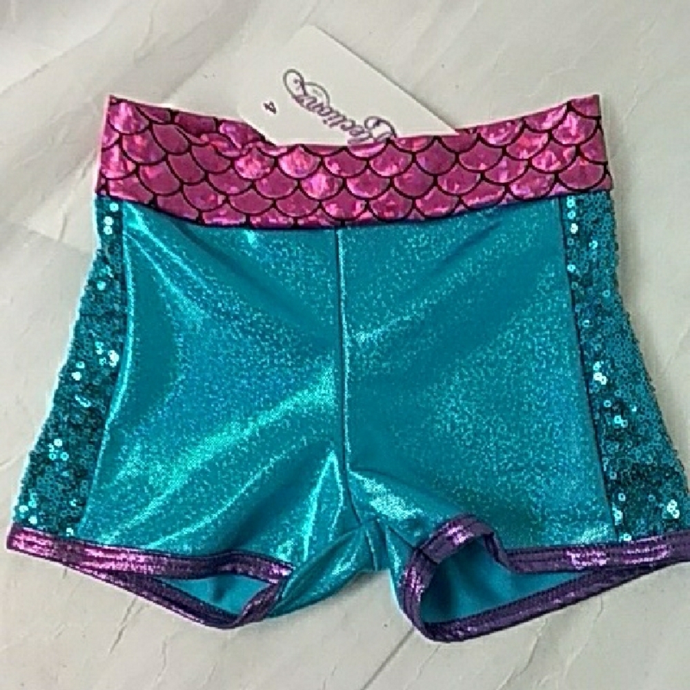 Reflections Teal and Pink Mermaid Dance Shorts